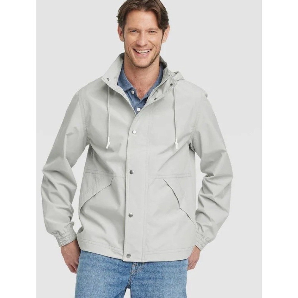 Men's Goodfellow hooded rain jacket -gray water resistant windbreaker Size Small
